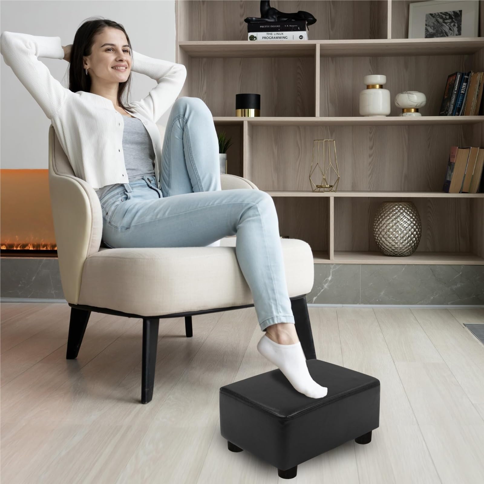 Podnóżek Podnóżek Z Nogami Pod Biurkiem Do Salonu I Sypialni Salon(Black)