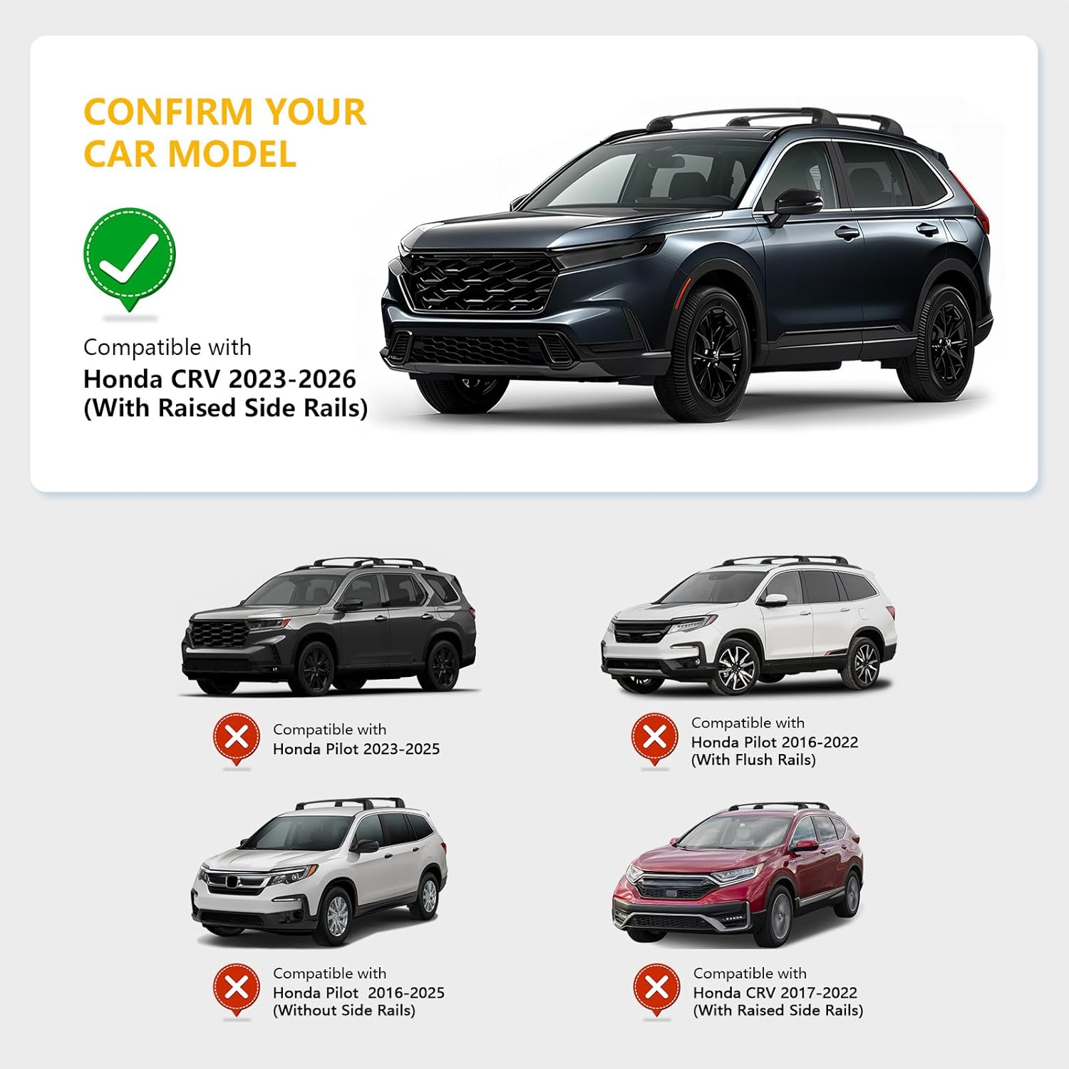 Roof Rack Cross Bars Compatible with Honda CRV CR-V 2023-2026, Adjustable Aluminum Heavy Duty 300 LBS Anti-Theft Lock Cargo Carrier Rooftop Crossbar Accessories for Bike, Basket, Snowboard, Luggage