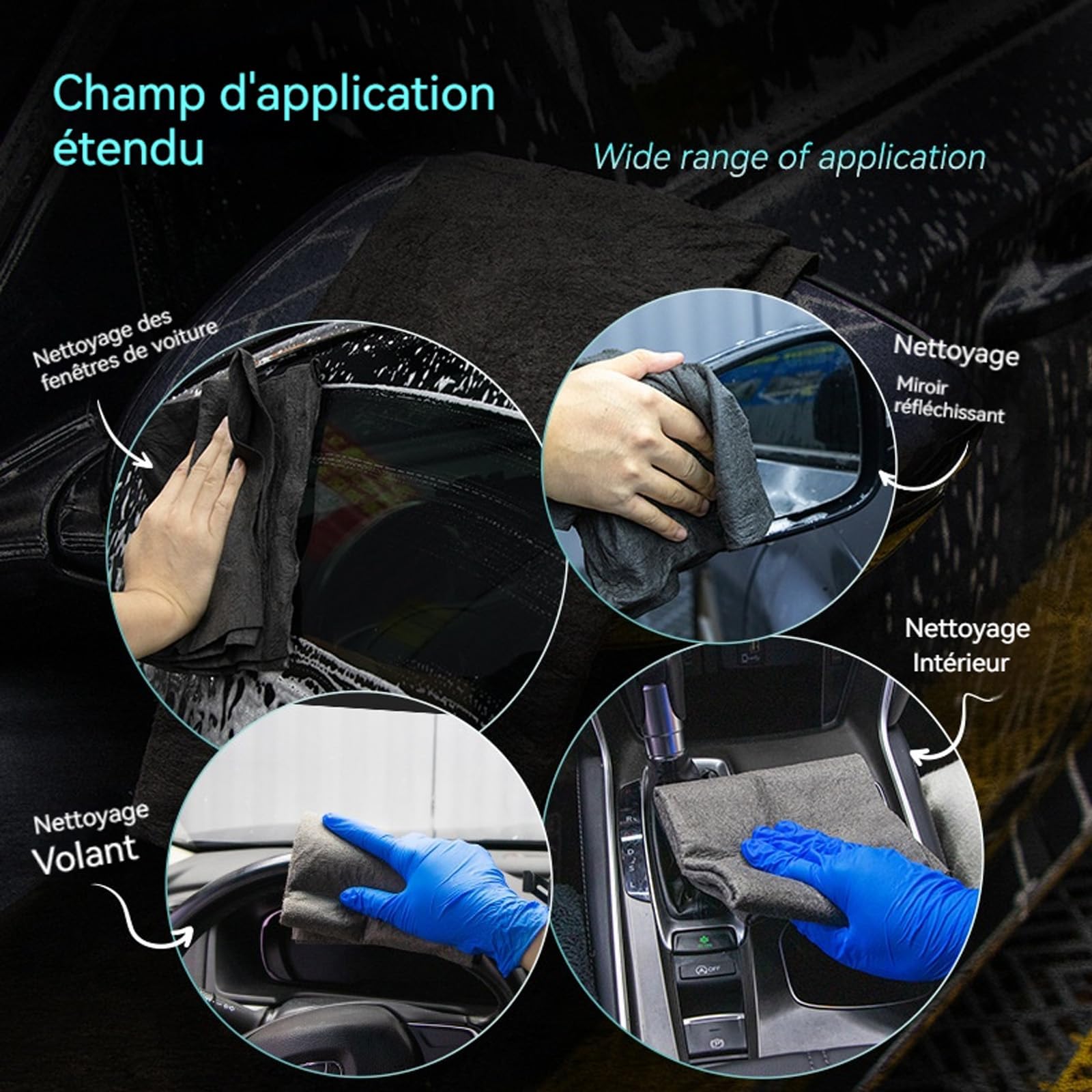 Qosigote Magicclean - Chiffon Nanofibre Ultra-Absorbant Anti-Calcaire, Magic Clean Chiffon, Nettoyage Efficace Pour Miroirs, Vitres Voiture, Cuisine Et Salle De Bain (5 Pièces,30 X 30 Cm