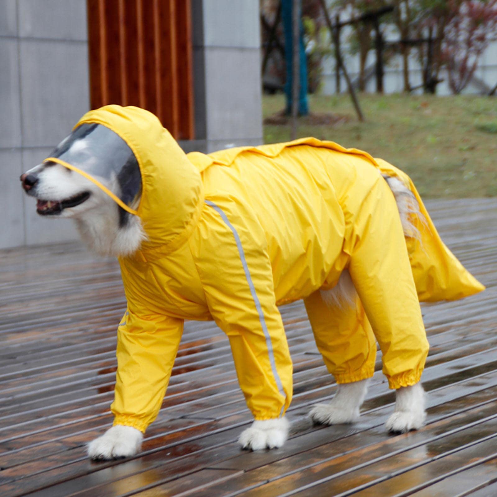 Impermeabile per cani con gambe con cappello visibile e sacchetto di coda rimovibile - cappotto regolabile per cani grandi e medi maschili e femminili diversi stili