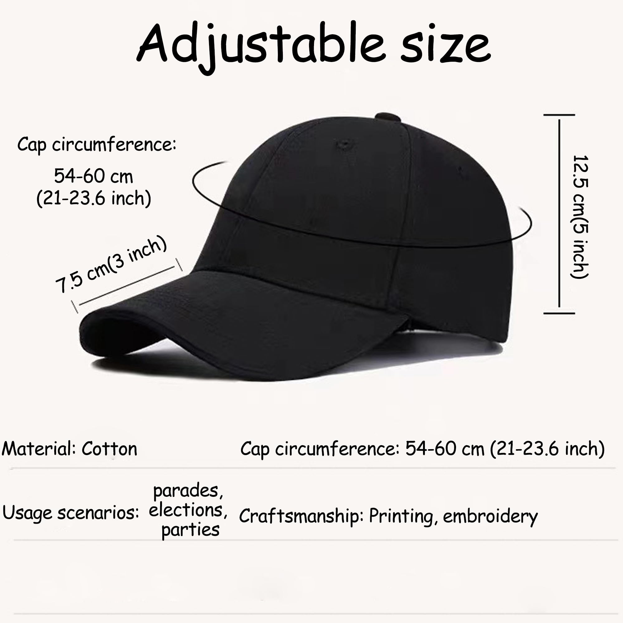 Sombrero/Gorra ajustable de Béisbol bordado personalizado con Su Texto/Logo-Su propio Texto personalizado Sombreros de Papá Regalo, Sombrero personalizado, M