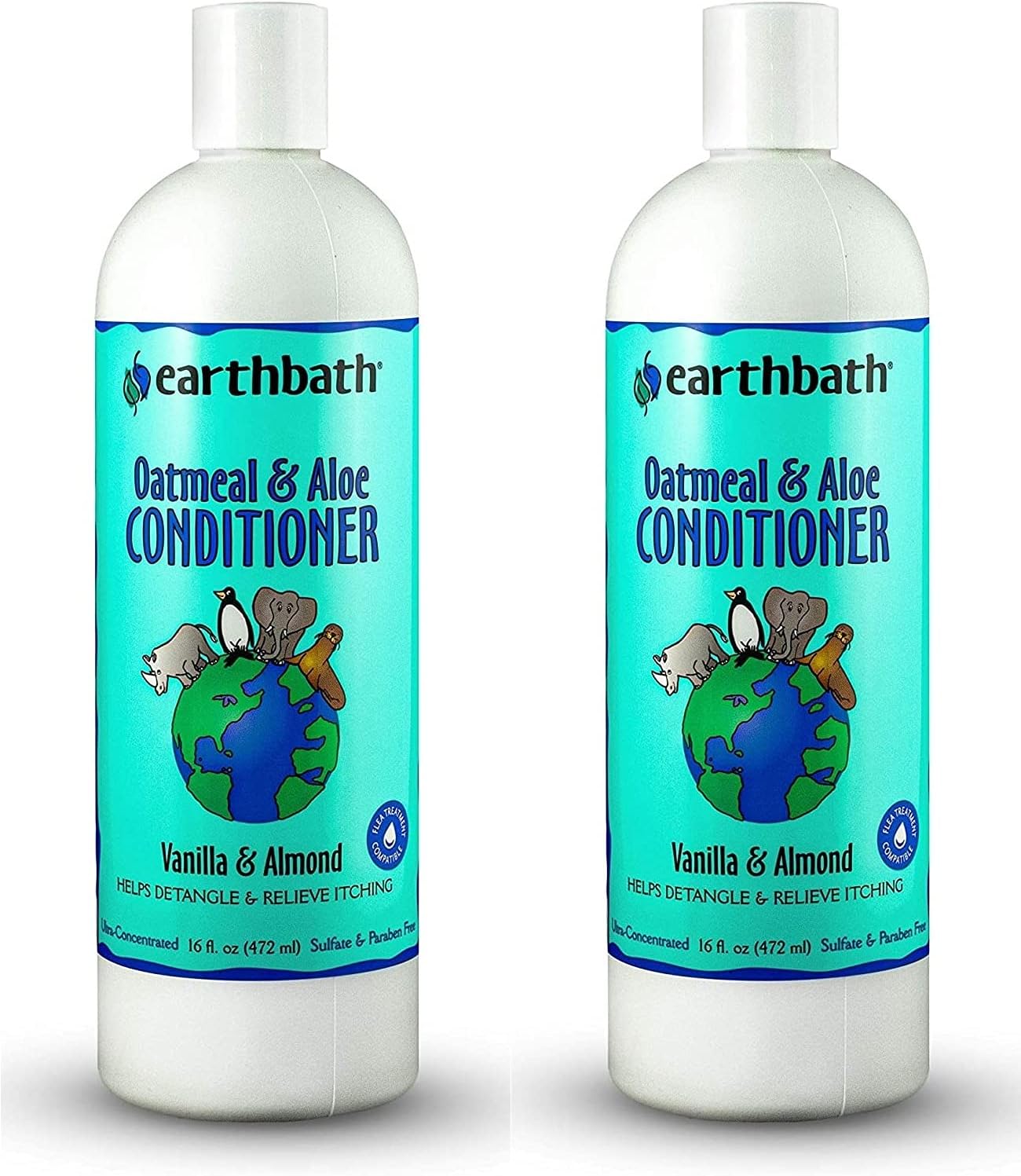 earthbath, Oatmeal & Aloe Conditioner - Dog Conditioner for Allergies & Itching, Dry Skin, Helps Detangle & Relieve Itching, Made in USA, Cruelty Free Pet Conditioners - 16 Oz (2 Pack)