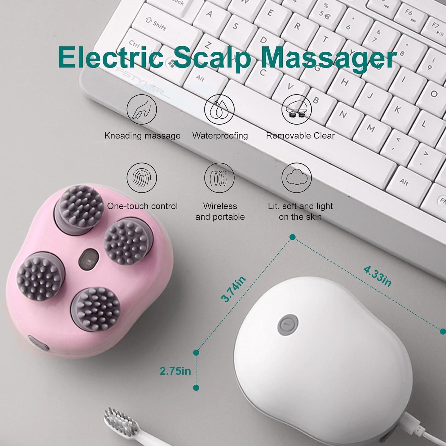 JINPRI Electric Head,Scalp Massager | Advance Red Light Therapy for Boost Hair Growth, Hair Fall Control, Scalp Therapy | 3 Speed Mode Handheld | Body & Head Massager for Hair Growth | Handheld Portable Head Scratcher Massager 1