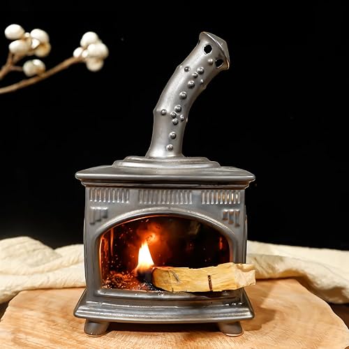 Handmade Ceramic Fireplace Palo Santo Holder–Sage/Cone Incense Dish,Zen Meditation Altar for Energy Cleansing,Yoga Spa.Ideas for Mindfulness,Aromatherapy Stress Relief,Spiritual Decor Gift