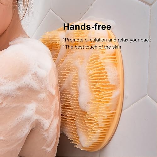 Miniatura 9 de 2 piezas de ducha para pies y espalda, almohadilla de masaje montada en la pared, cepillo de masaje de baño de silicona con ventosas para depurador