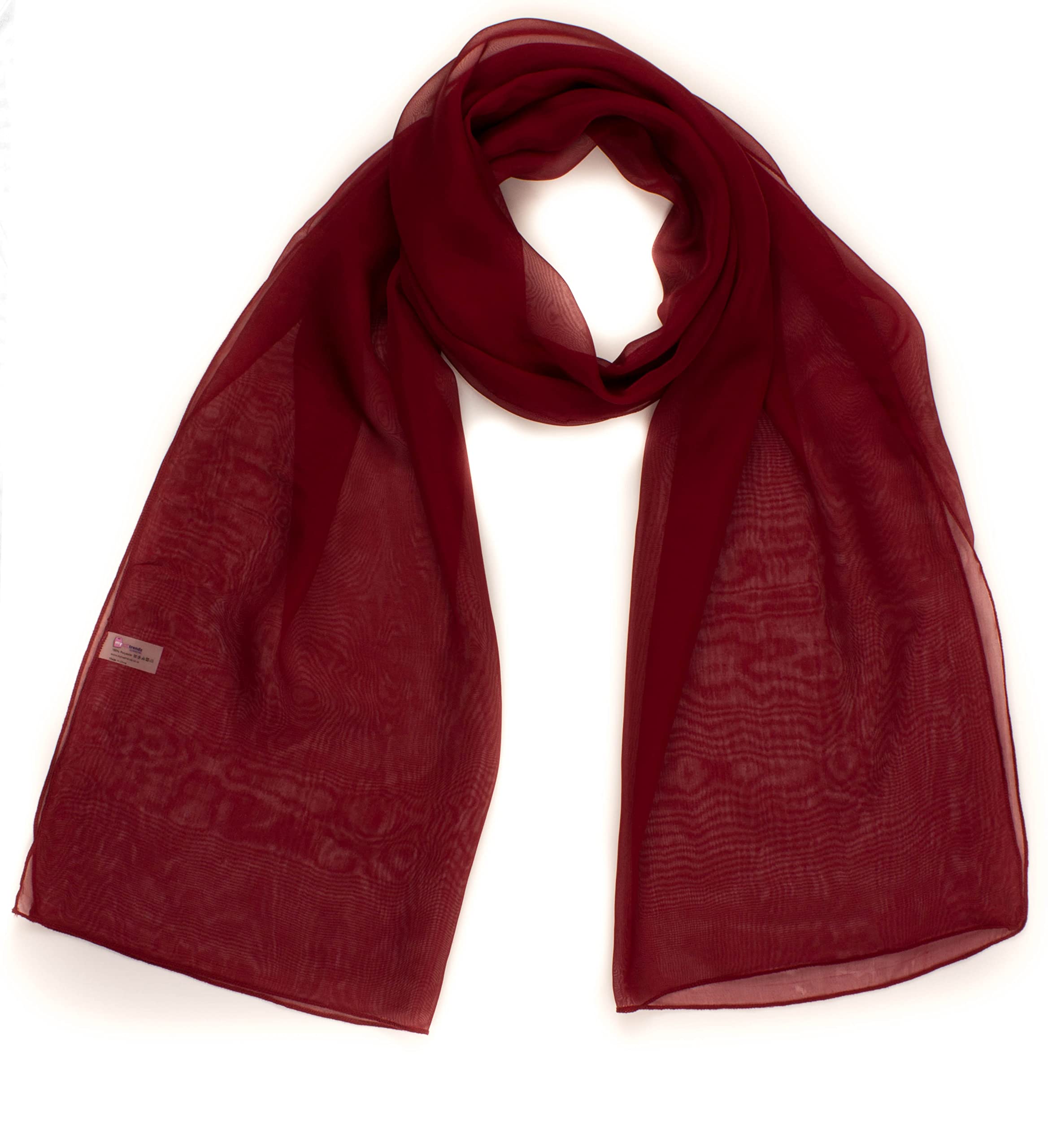 Mytoptrendz® - Plain Chiffon Scarf for Women Lightweight heer Soft Neck Wrap For Ladies Bridal Bridesmaid Wedding Evening Party Scarves and Shawl (Burgundy)