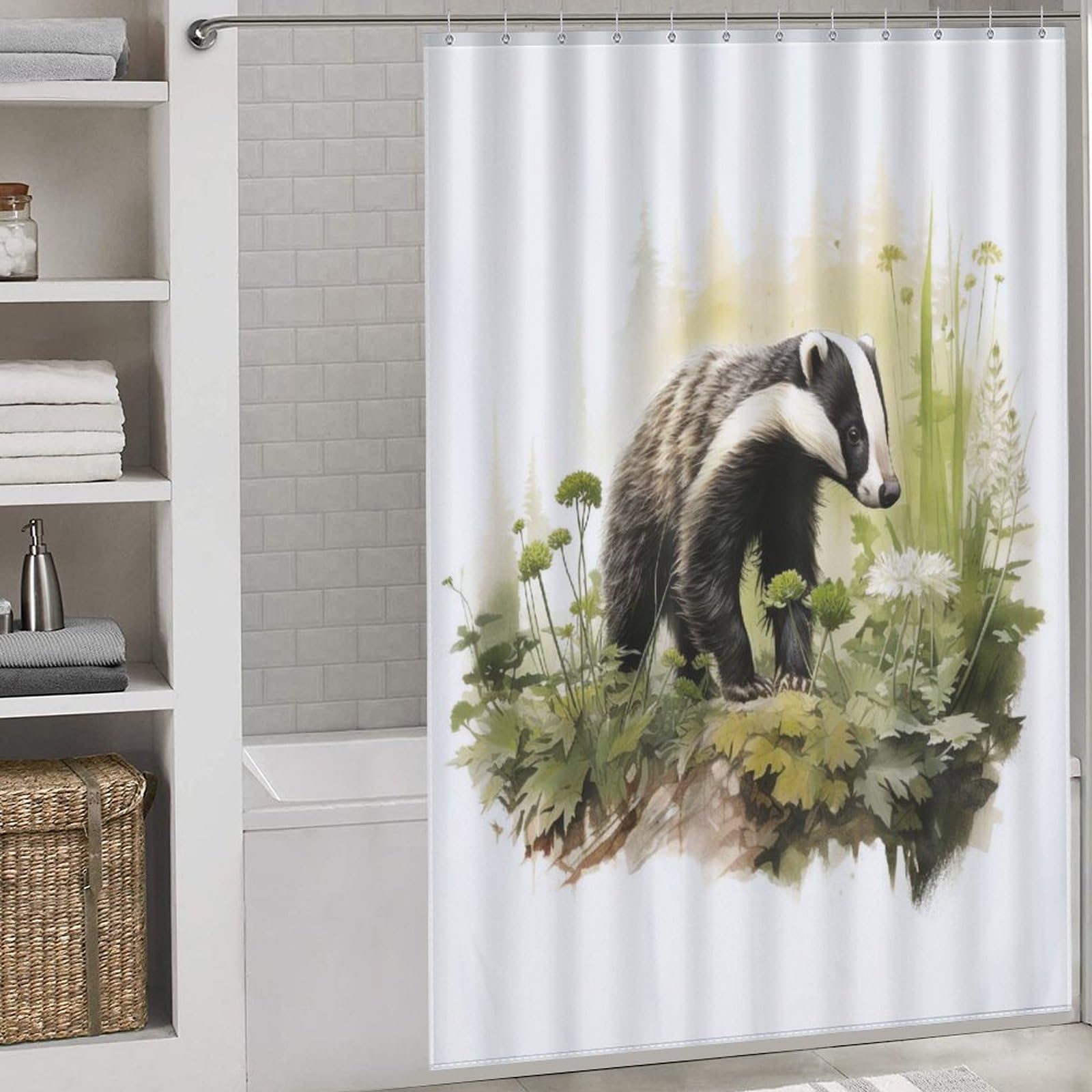 Rideau de bain blaireau lavable pour une salle de bain moderne et bien au sec