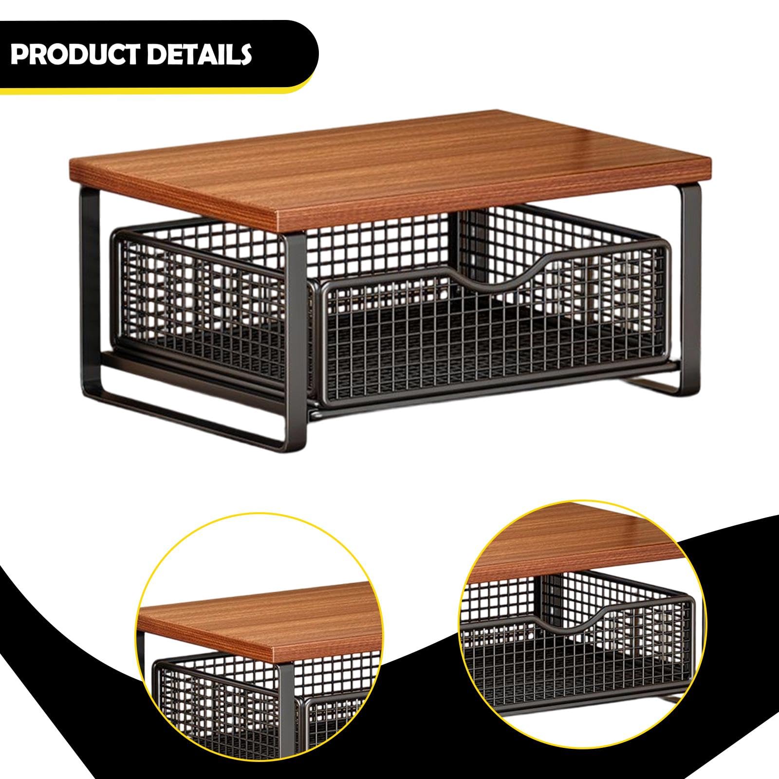 Stampante Scaffale Porta Stampante Mensola Organizer Desktop Cassetto Robusto in Legno E Metallo Design Stabile Funzione Versatile Adatto per Camera, Style D