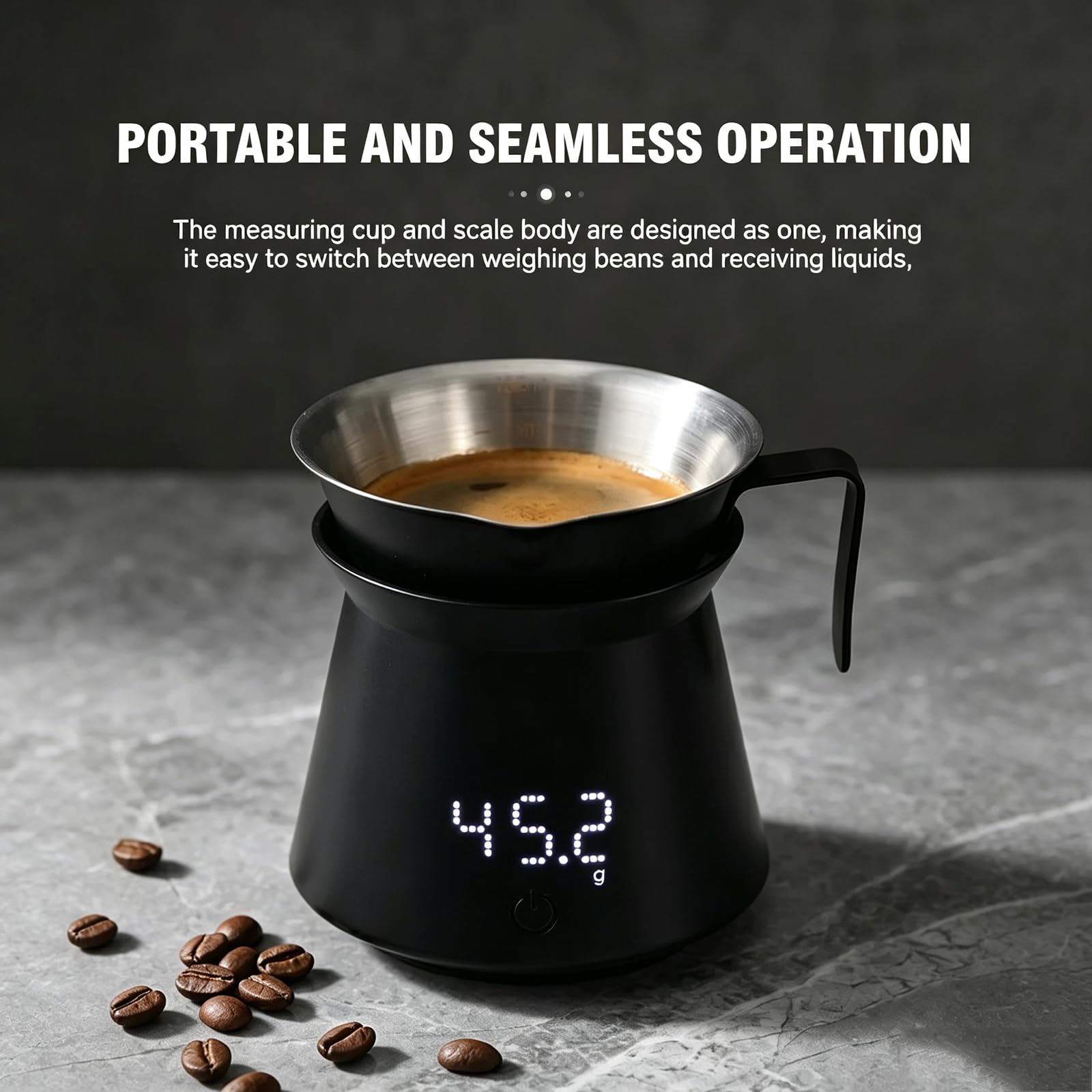 Doseur À Café avec Balance Intégrée, Pesée Expresso De Précision (0,1 G), Affichage Numérique LED, Rechargeable, Capacité Jusquà 500 G, pour Le Dosage du Café Et La Méthode Douce