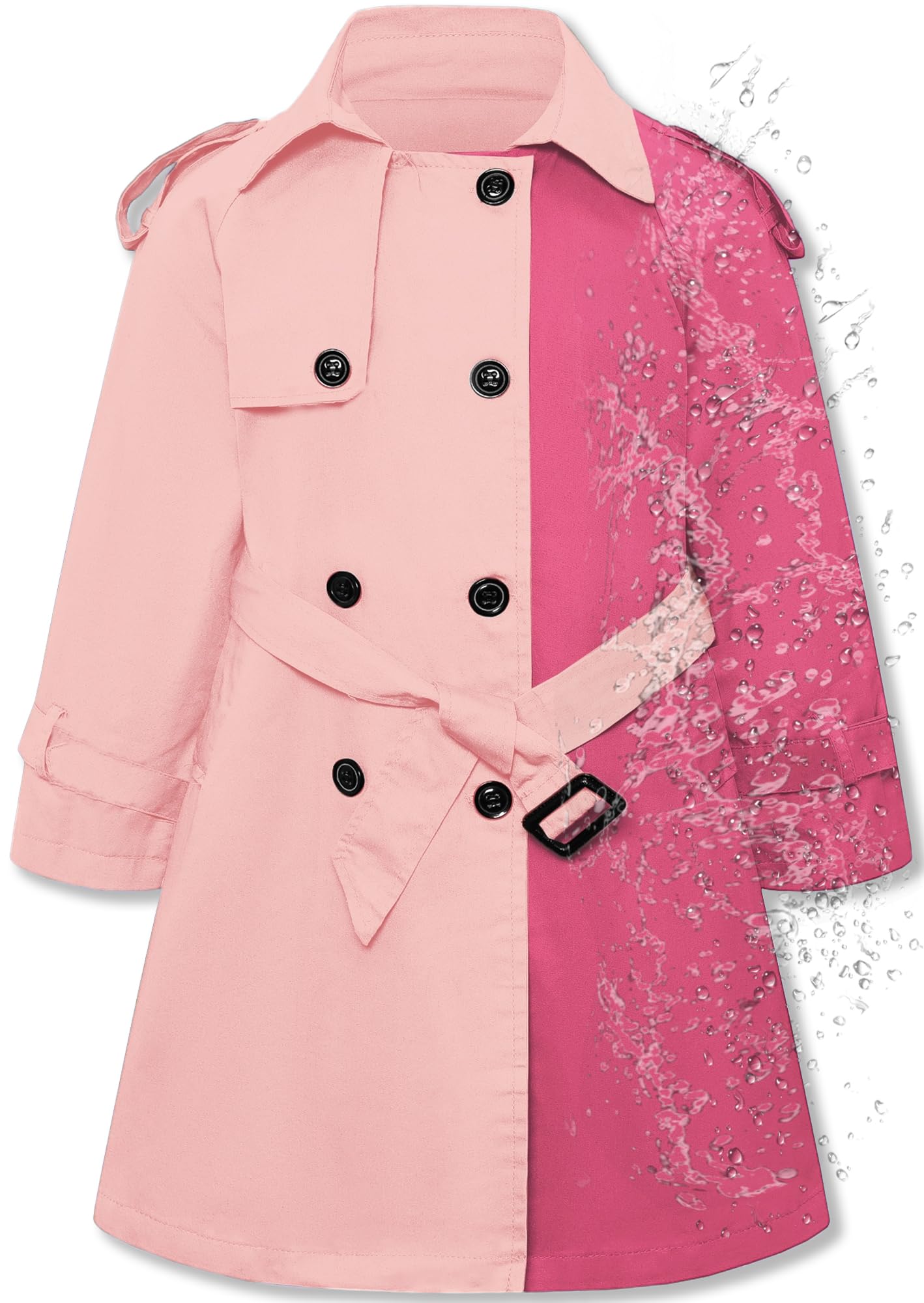 Betusline Womens &amp; Girls Waterproof Trench Coat Double Breasted Lapel Overcoat Outerwear, 3 Years - Women 2XL