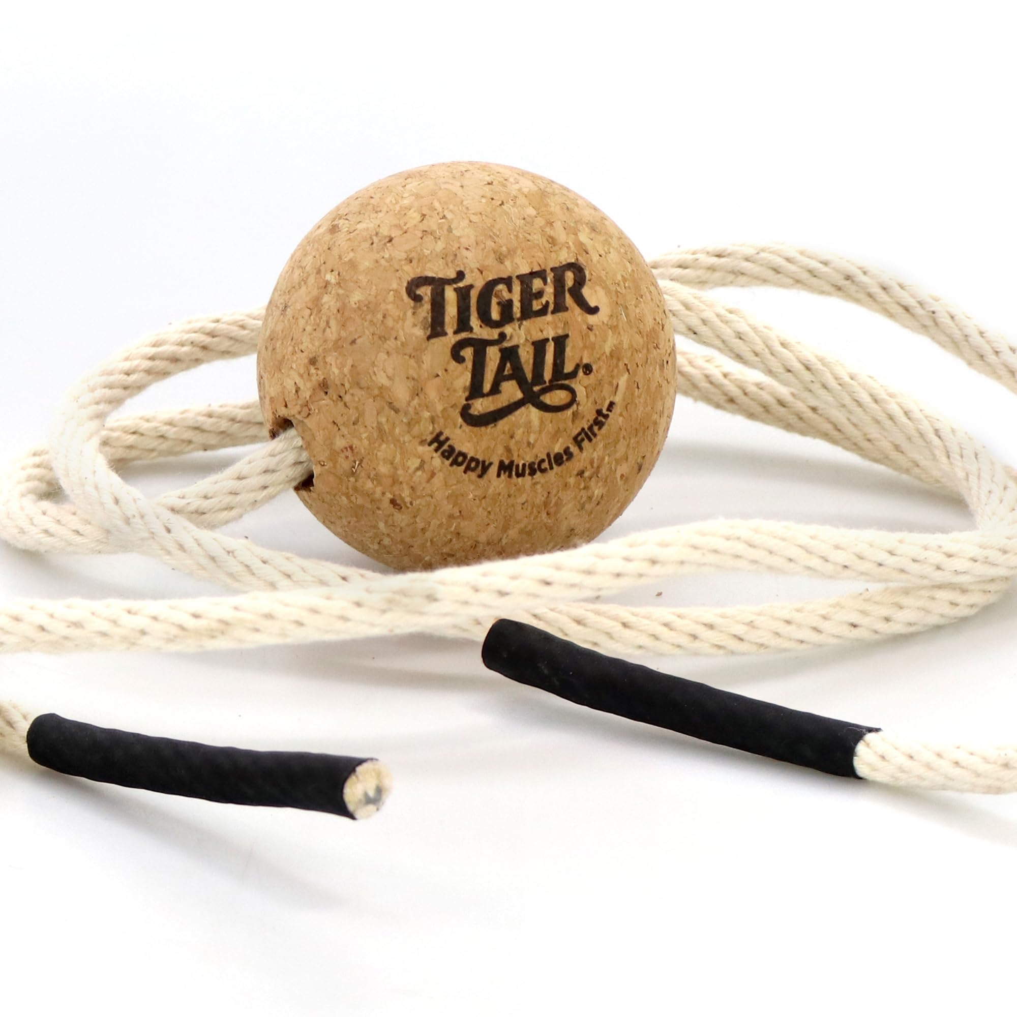 Tiger Tail ReGreen 2.6 Ball Massage-on-a-Rope Cork Roller Ball + 50" Cotton Rope - Deep Tissue Massage: Feet, Legs, Neck, Back – Trigger Point Therapy