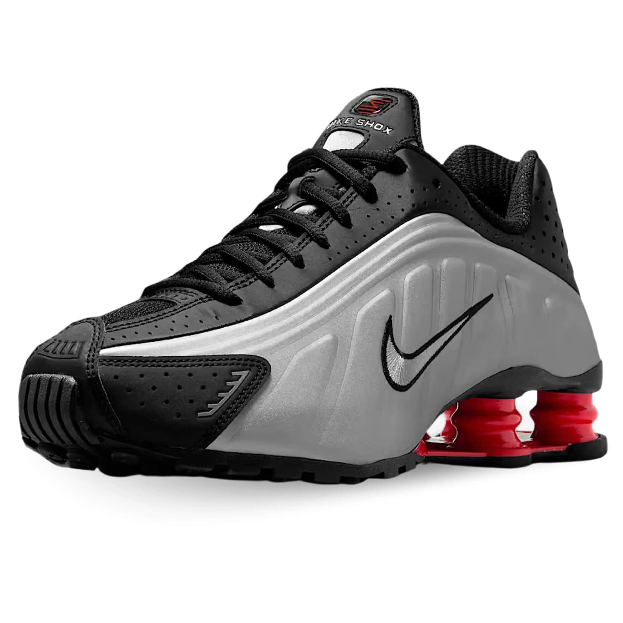 Nike Shox R4 Women's Shoes (Black/Light Crimson/Metallic Silver) Size 8.5