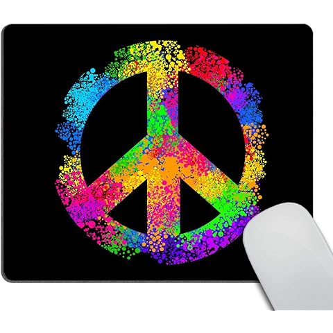 Smooffly Cool Hippie Peace Sign Symbols Rectangle Non Slip Rubber Mouse Pad Gaming Mousepad Mat 9.5 X 7.9 Inch (240mmX200mmX3mm)