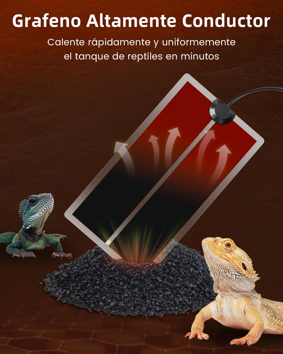 Glowup 7W Reptil Alfombras de Calor, Mascotas Almohadilla de Calefacción con Ajuste de Temperatura, Tanque Anfibio Calentador para Reptiles, Extraíble Bajo Tanque Reptil Alfombra de Calefacción, (2X)