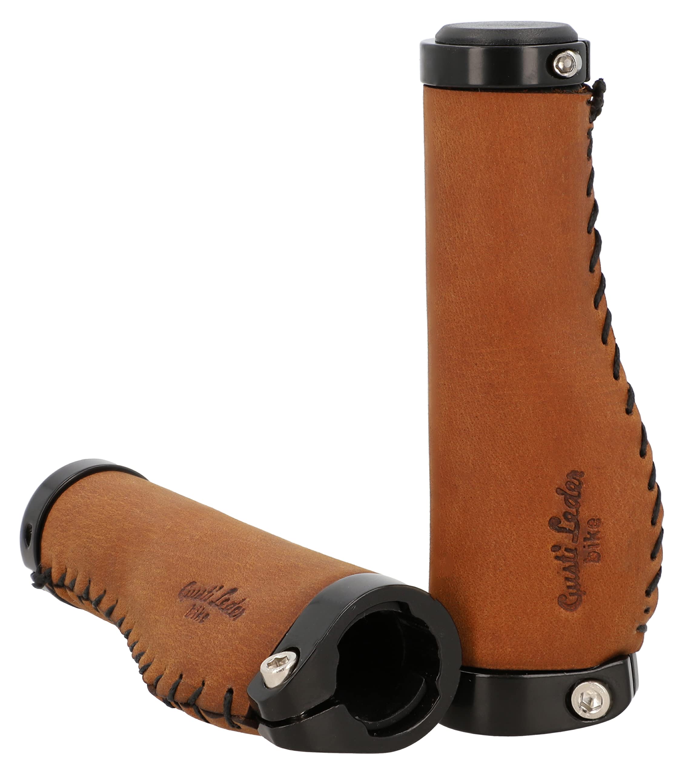 Gusti Leder Fahrradgriffe Phil A. – Ergonomische Lenkergriffe für Vintage & Citybikes, Handgefertigt mit Metallring