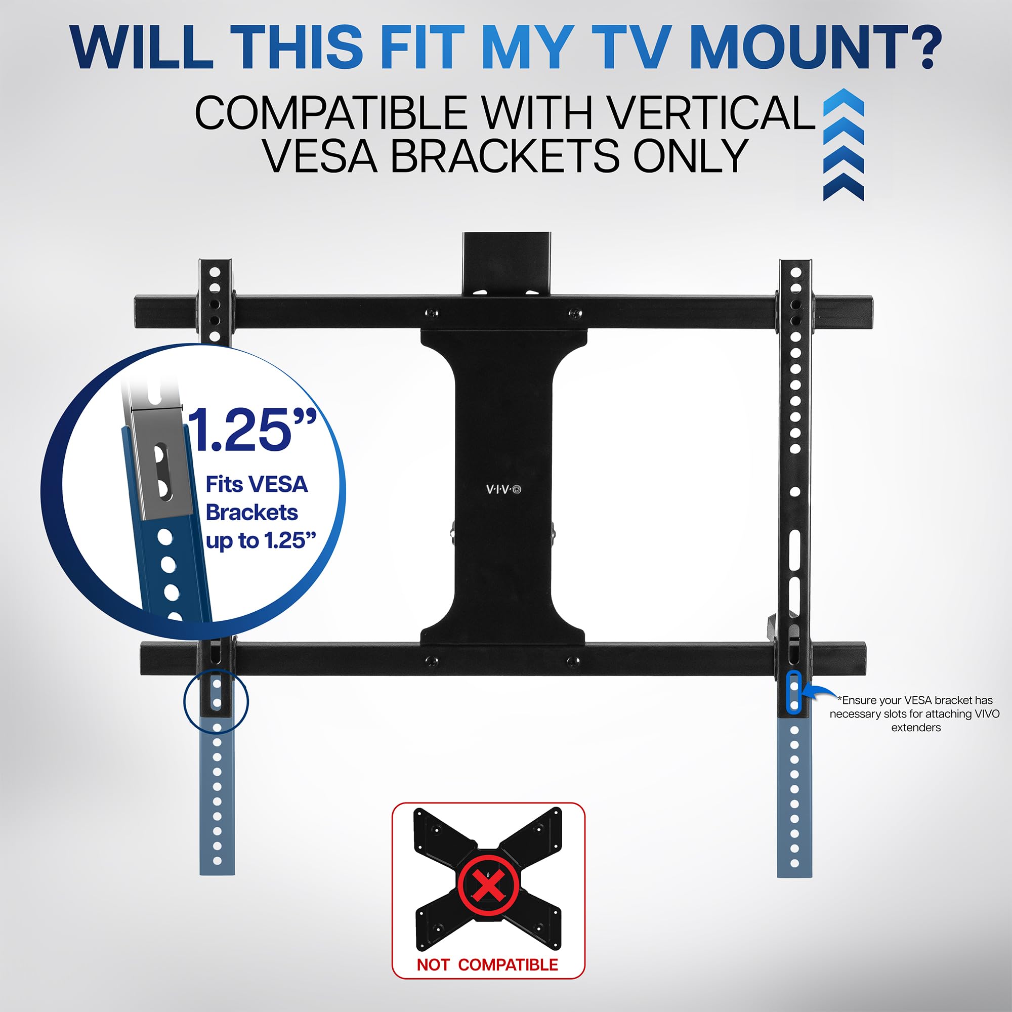 VESA Adapter Verlengplaat voor TV LCD 400 / 200 / 100 mm t=5mm