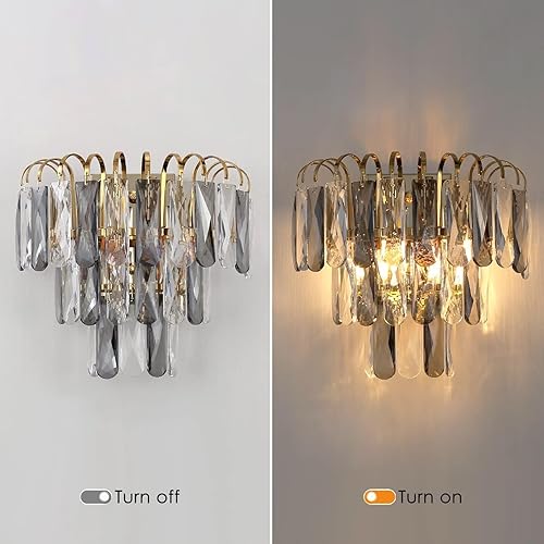 Miniatura 4 de Apliques de pared modernos de cristal, lámpara de pared de cristal K9, lámpara de pared dorada para sala de estar, comedor, dormitorio, pasillo,