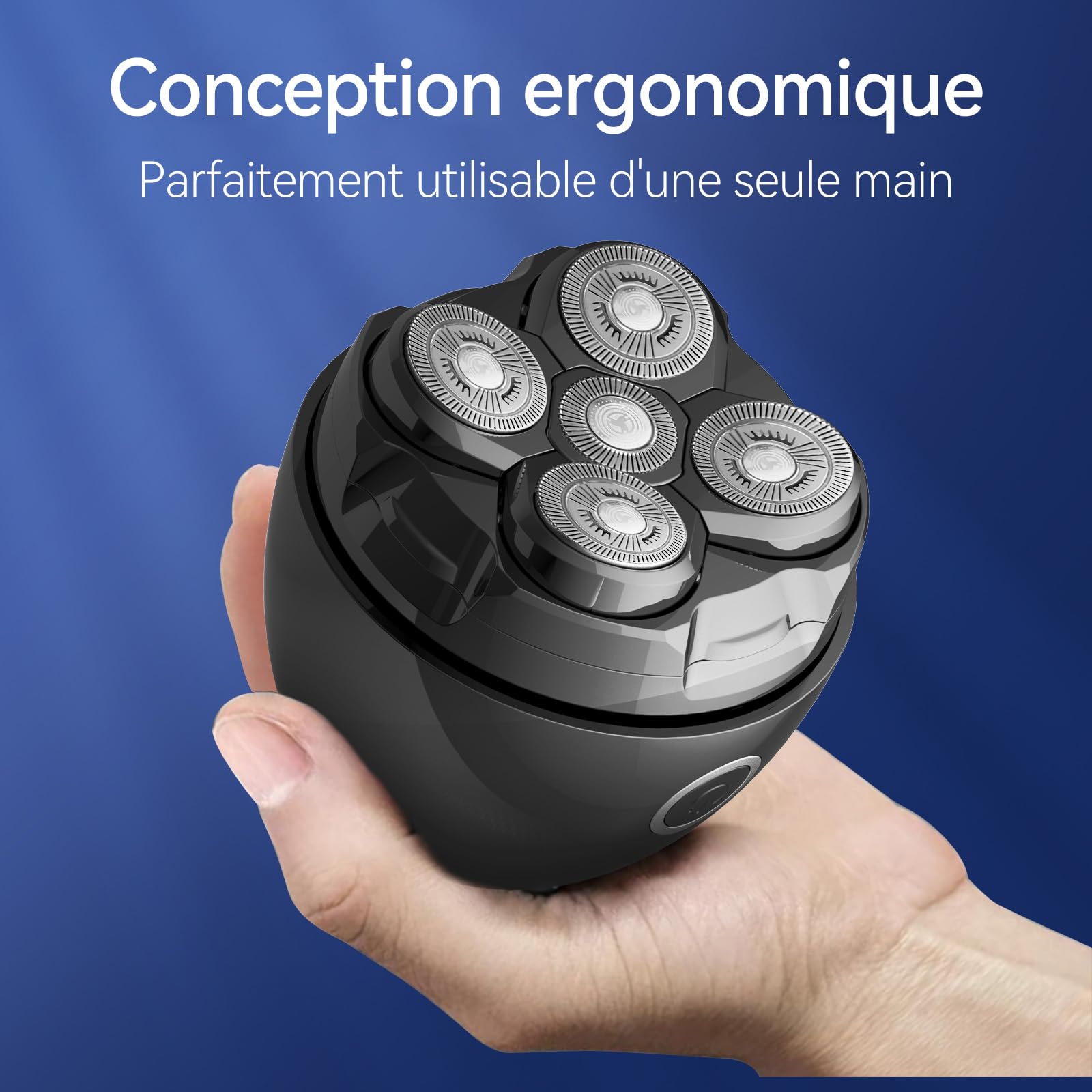 Rasoir Tete Chauve Homme, 5D Tête Magnétique Rasoir Electriques Hommes Étanche IPX7 Wet & Dry tondeuse crane chauve 120 mins d'autonomie tondeuse cheveux hommes Chargement USB-C