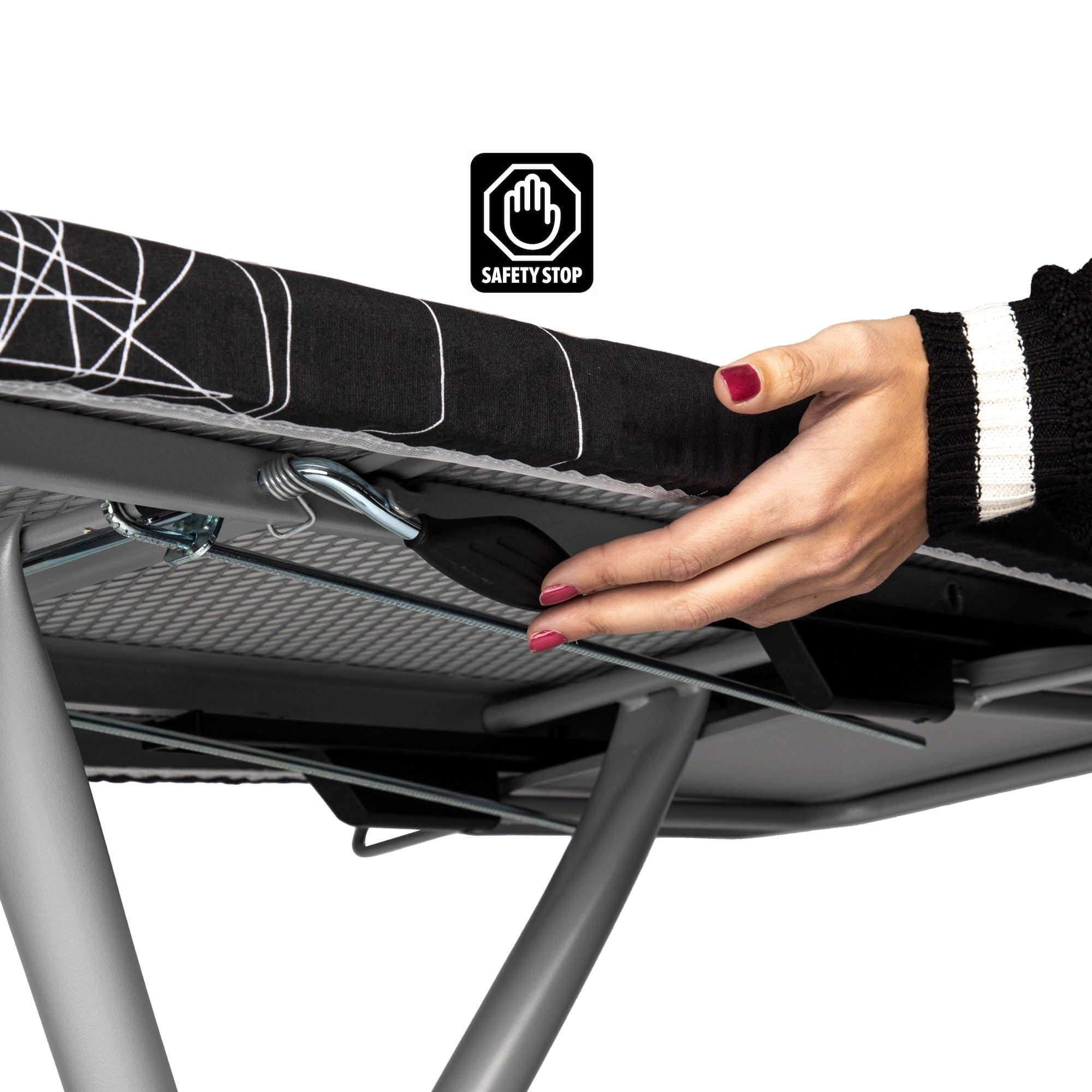 Tabla de Planchar Grande y Profesional | 130x47 cm | Plegable y Robusta | Altura Ajustable con Ruedas | Superficie XXL Ancha | Estable | ideal Centros de Planchado | Fabricada en Europa