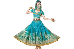 Kids Belly Dance Costume Aladdin Princess Jasmine Oriental Clothing Halloween Gift Tag 120 A3 Blue
