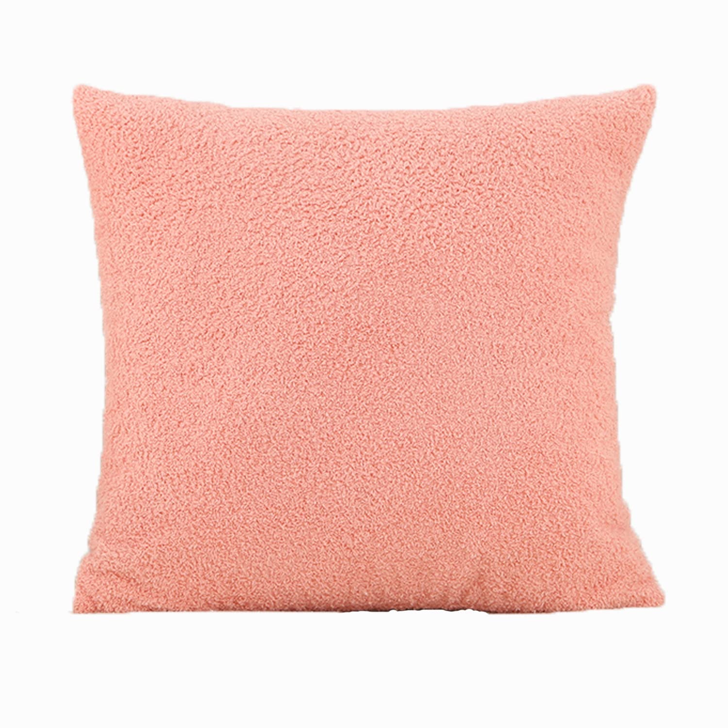 Fundas de cojín de forro polar de peluche, fundas de almohada cuadradas, fundas de almohada decorativas, para sofá sala de estar (melocotón, 45 x 45 cm (juego de 6))