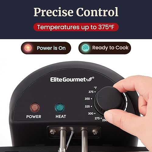 Miniatura 5 de Elite Gourmet EDF434 - Freidora eléctrica con capacidad de aceite de 4.5 cuartos con perilla de temperatura, 2 cestas, potente de 1700 vatios, tapa