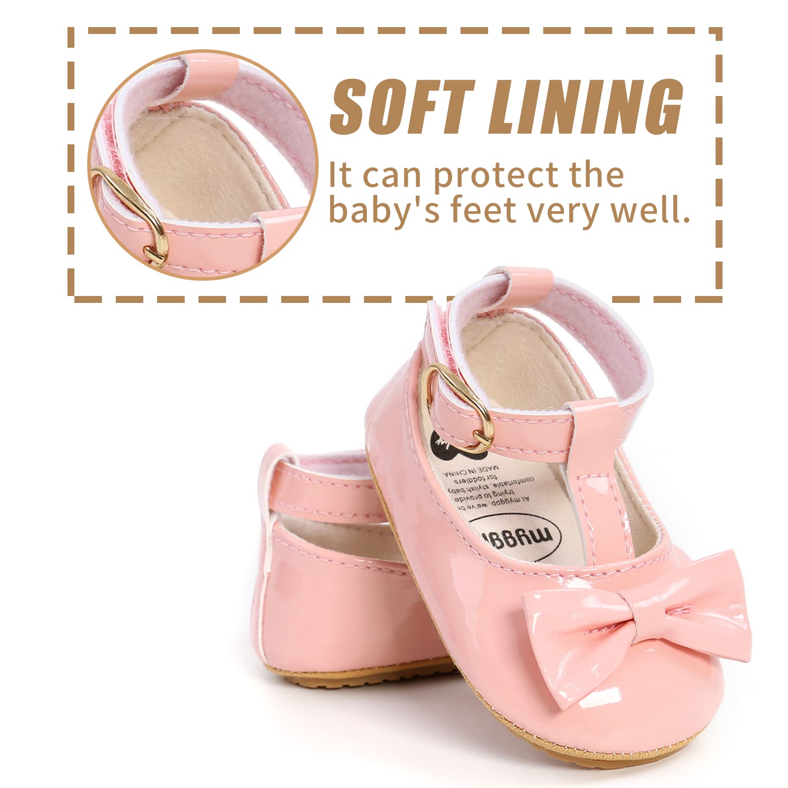 Baby Girls First Walking Shoes Mary Jane PU Leather Anti-Slip Princess Shoes Infant Baby Shoes — view 66
