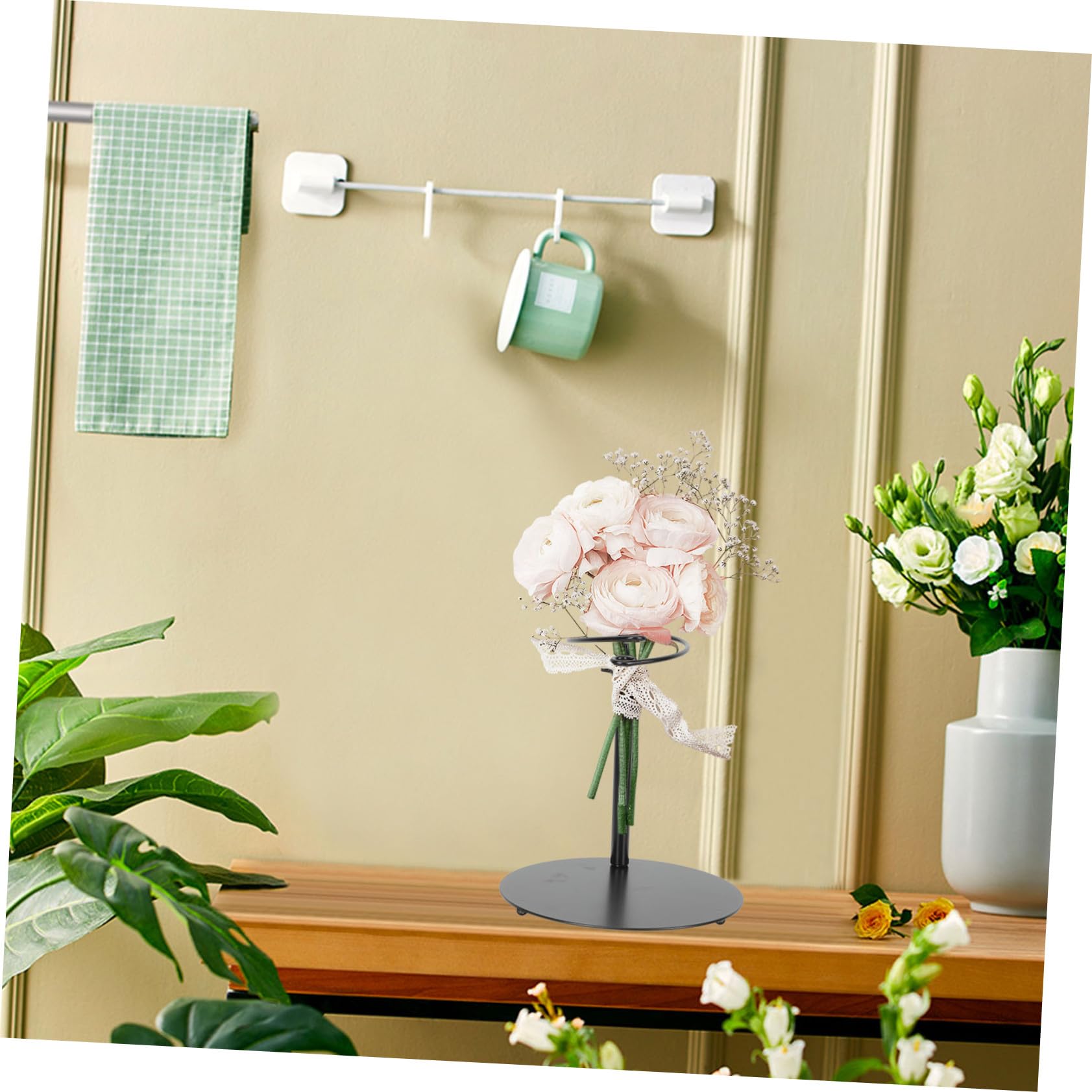 Supporto Stabilizzatore per Bouquet Regolabile in Ferro Nero, Base Stabile