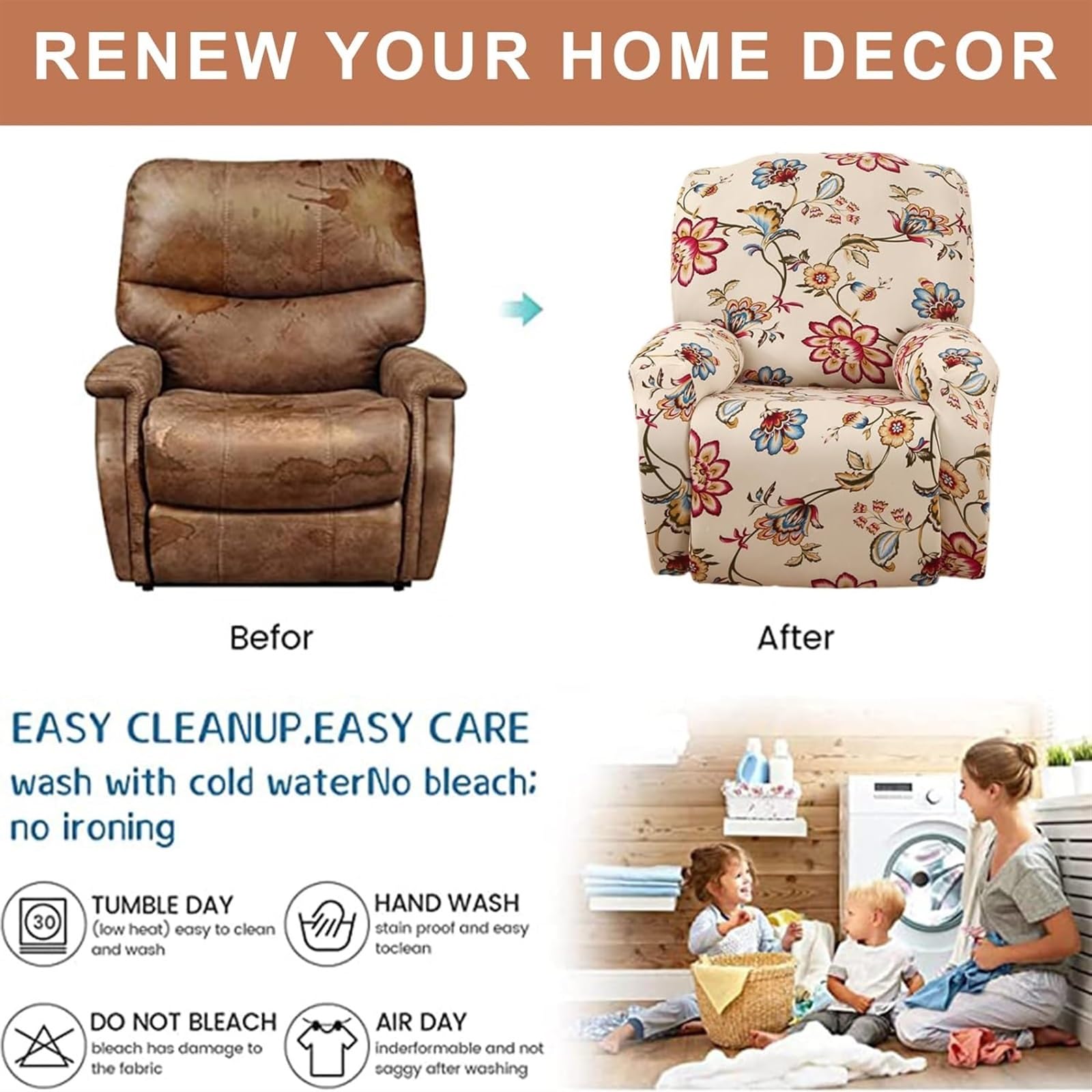 Copripoltrona Elasticizzato Con Tasche - Universale Per Poltrone Reclinabili, Facile Da Installare - Foto 8