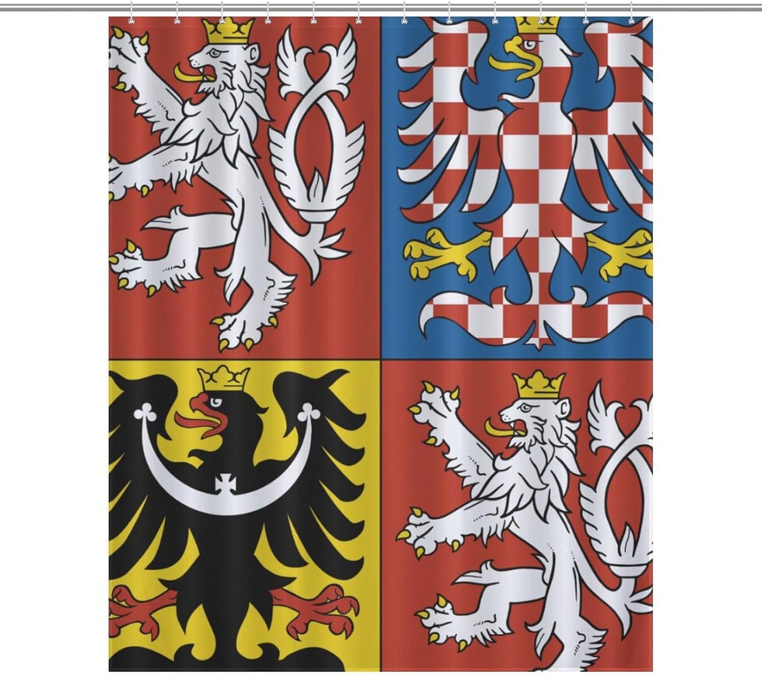 Czech Republic Coat of Arms Flag Funny Shower Curtains Washable Bath Curtain Liner with Hooks for Bathroom Bath Tubs 60x72Inch（152x183cm）