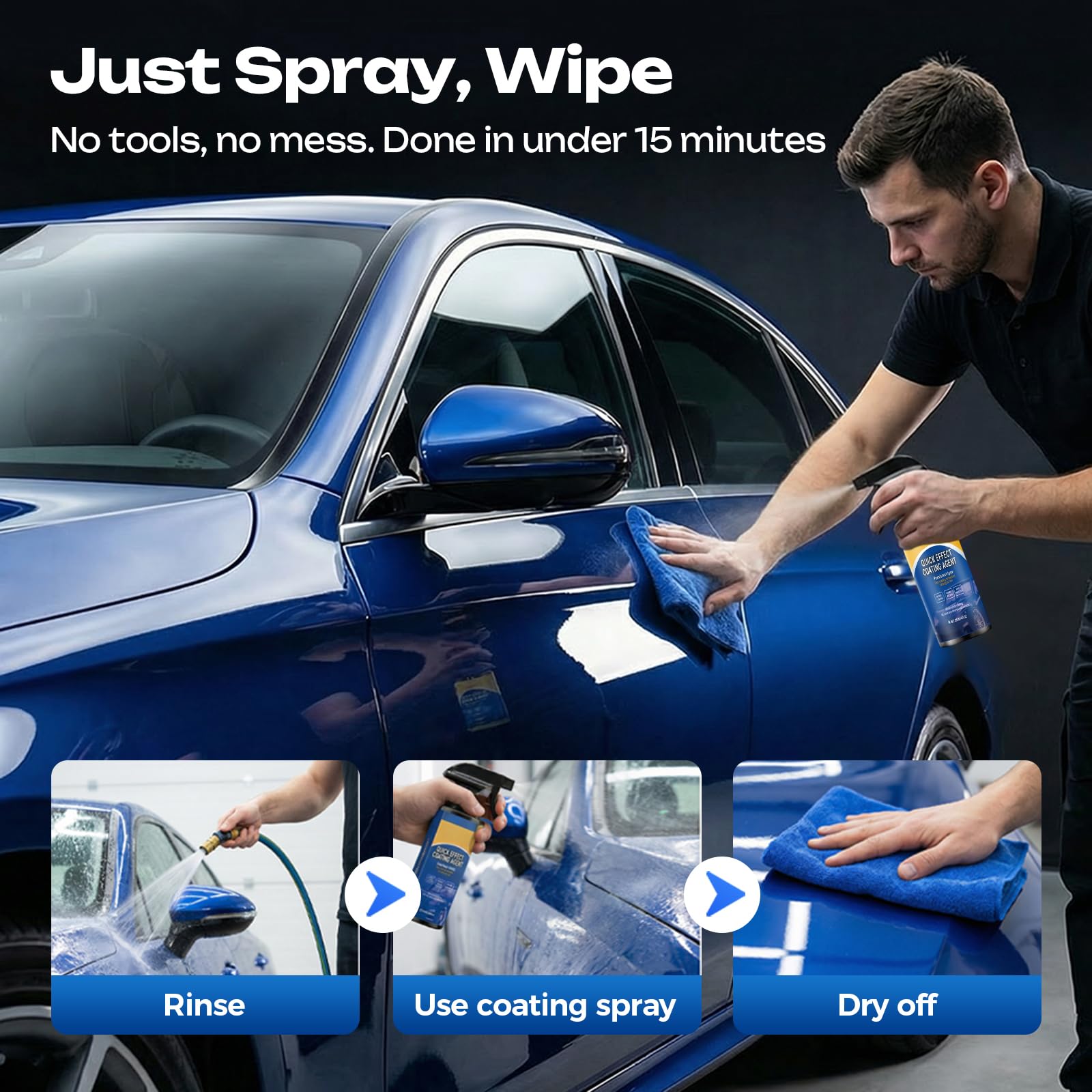 Advanced Car Quick-Acting Coating Agent Spray, 2026 New Car Coating Spray for Shine & Protection, Quick Effect Coating Agent for Car, Waterless Wash Oil Film Emulsion Glass Cleaner (2Pcs) — view 5