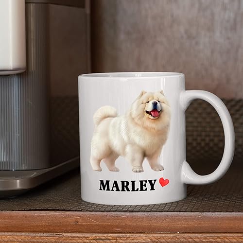 Miniatura 4 de Tazas de café de viaje blancas personalizadas con nombre Chow Chow, taza de café personalizada para amantes de los perros, taza de café