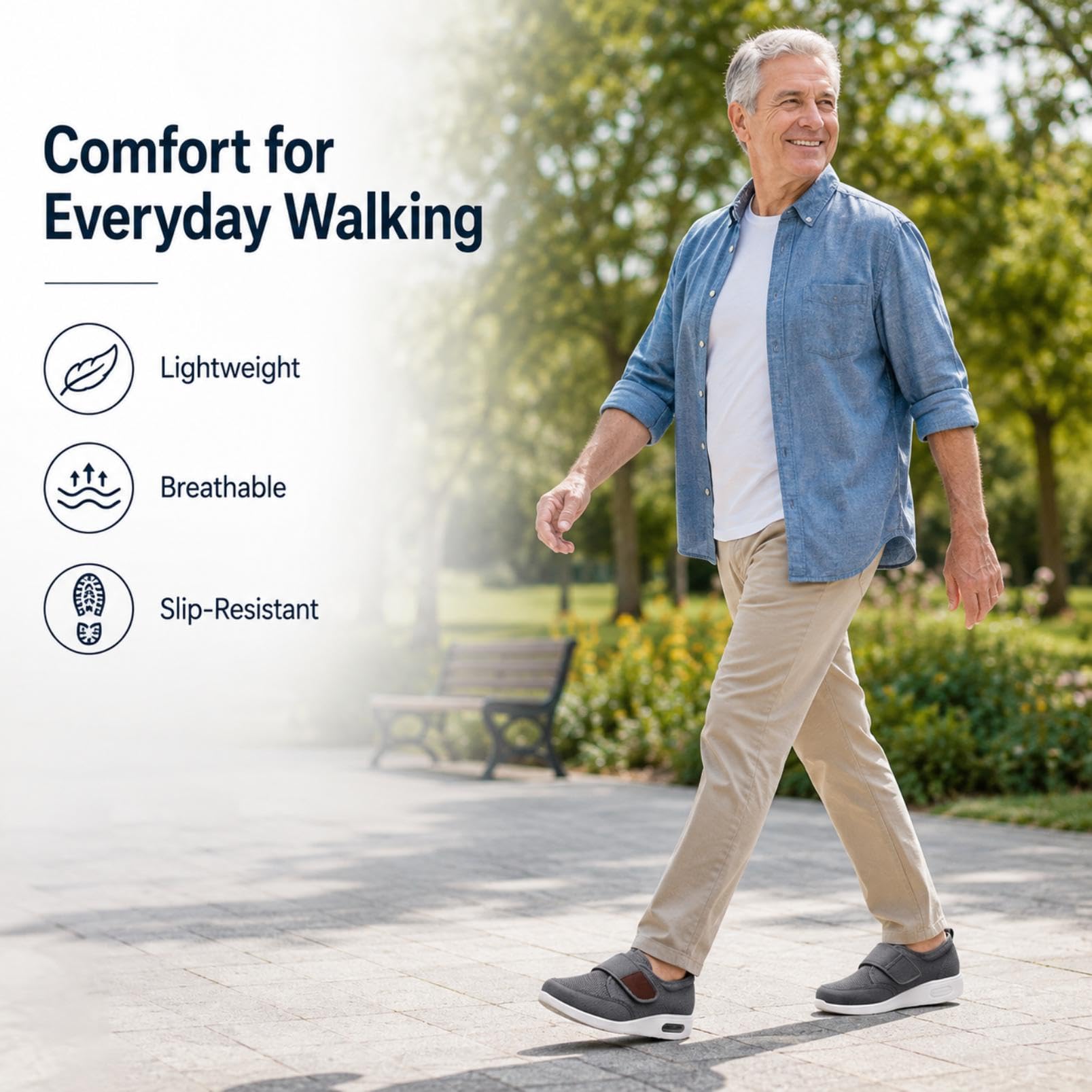 Generisch Men's Diabetic Shoes, Seniors with Fastening