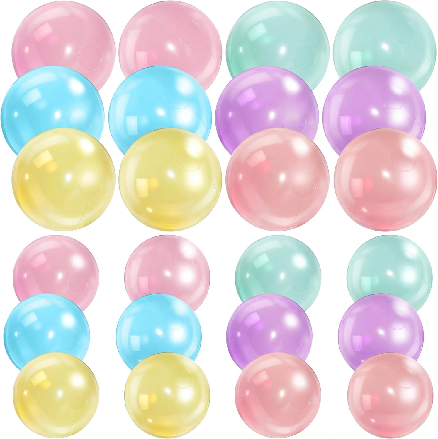 MiniInflat 24 Pcs Inflatable Beach Balls Bulk Macaron Color Jumbo Large Beach Balls Pool Game Toys for Graduation Summer Swimming Party Games Water (12 Inch)