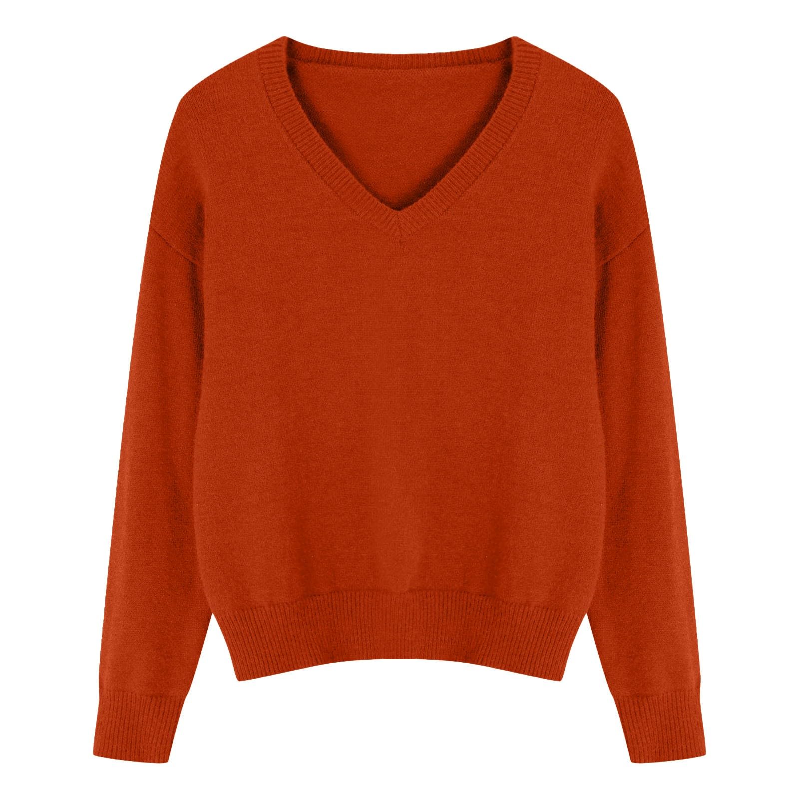 Cashmere Sweaters for Women Long Sleeve V Neck Basic Tunic Tops Warm Winter Pullover Fall Fashion Clothes 2025