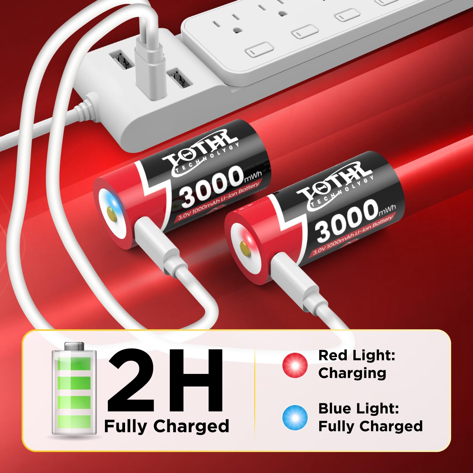 4Packs USB 3V Lithium Battery CR123 123A CR17345 High Power Lithium Batteries with Built-in PTC for Flashlight Cameras Toys Alarm System Microphones
