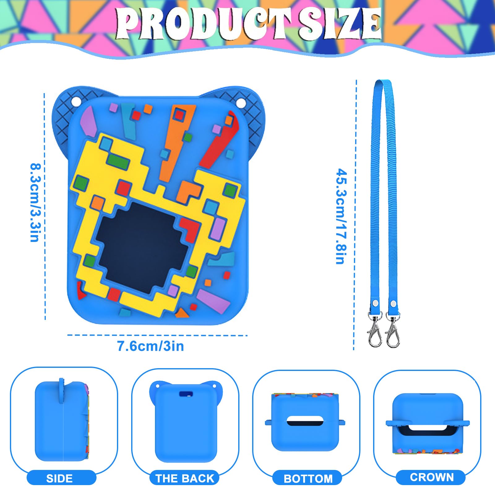 Coque Silicone Protection Bitzee - Étui Animal Compagnie Numérique Avec Lanière, Bleu - Compatible Bitzee Digital Pet