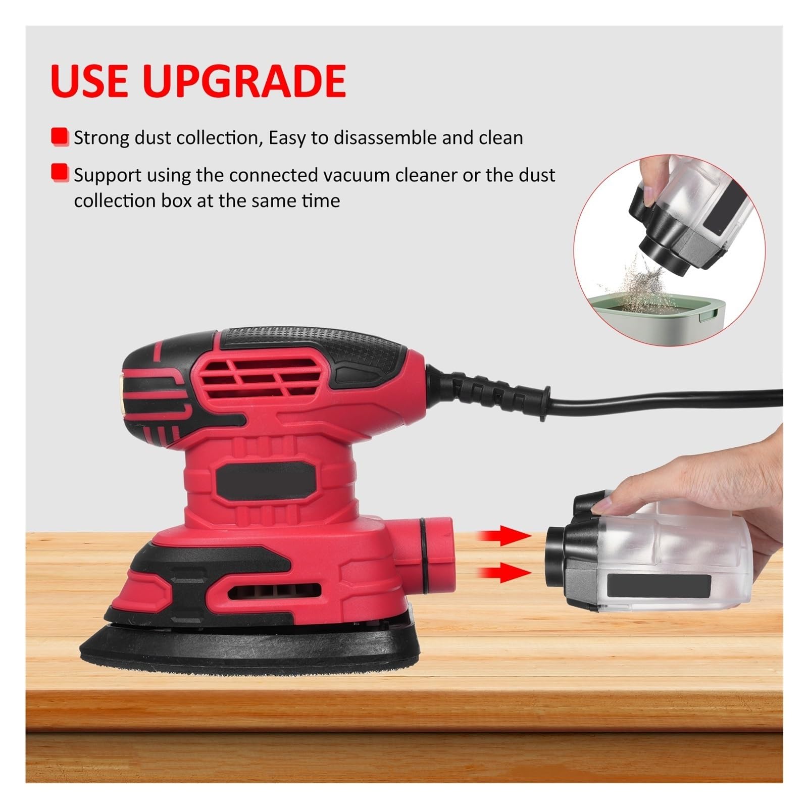 Lijadora Excéntrica Eléctrica De 220 W, 13 000 OPM, 1,6 A, Máquina Pulidora For Lijado De Madera Con Caja For Polvo FáCil De Usar