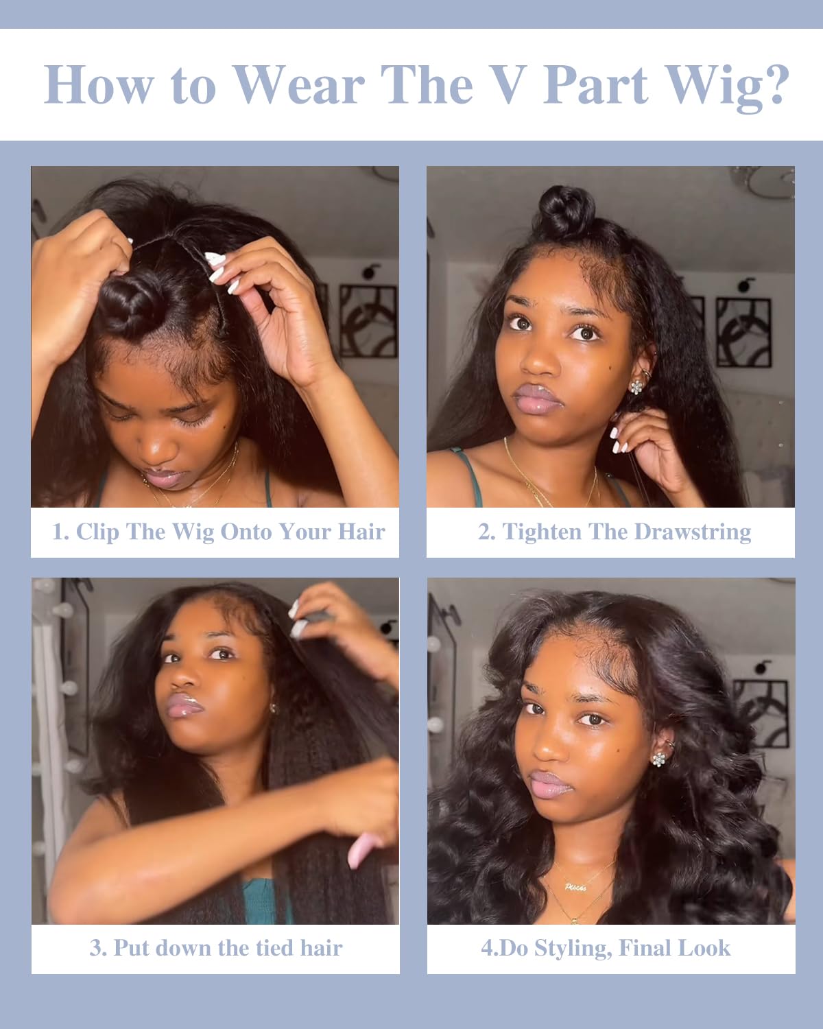 v part wigs human hair 220% density kinky straight 22inch