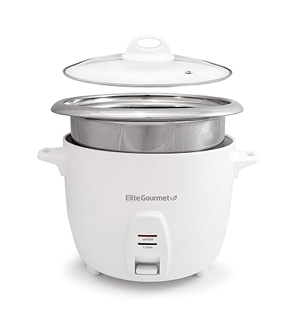Elite Cuisine ERC-2010 Maxi-Matic 10 Cup Rice Cooker with Stainless Steel Pot, Black