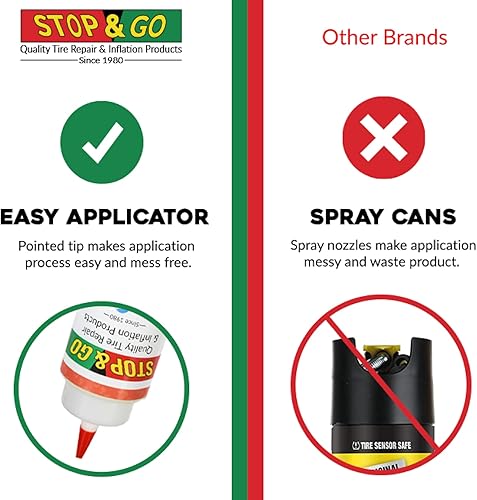 Miniatura 4 de Stop & Go Sellador de neumáticos de alta calidad, evita pinchazos y reparación de pinchazos para neumáticos de tubo o sin cámara en bicicletas, ATV