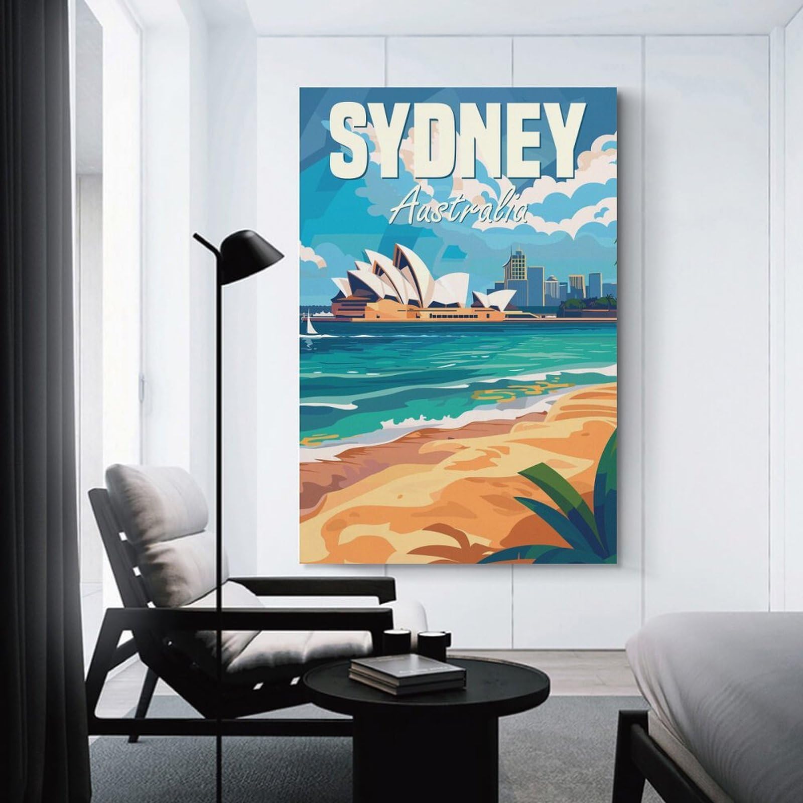 Junmoney Wall Picture Print Sydney Australia, 24x36inch(60x90cm), for Lounge, Bedroom Or Personal Spaces, Canvas Artwork with Gifting Potential