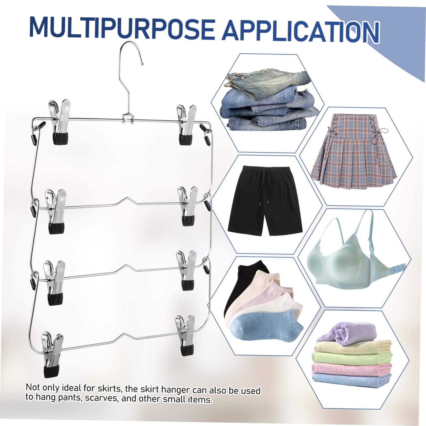 Zerodeko Multi Layer Skirt Hangers Space Saving Pant Hangers with Clips Sturdy High Manganese Closet Organizers for Efficient Wardrobe Storage