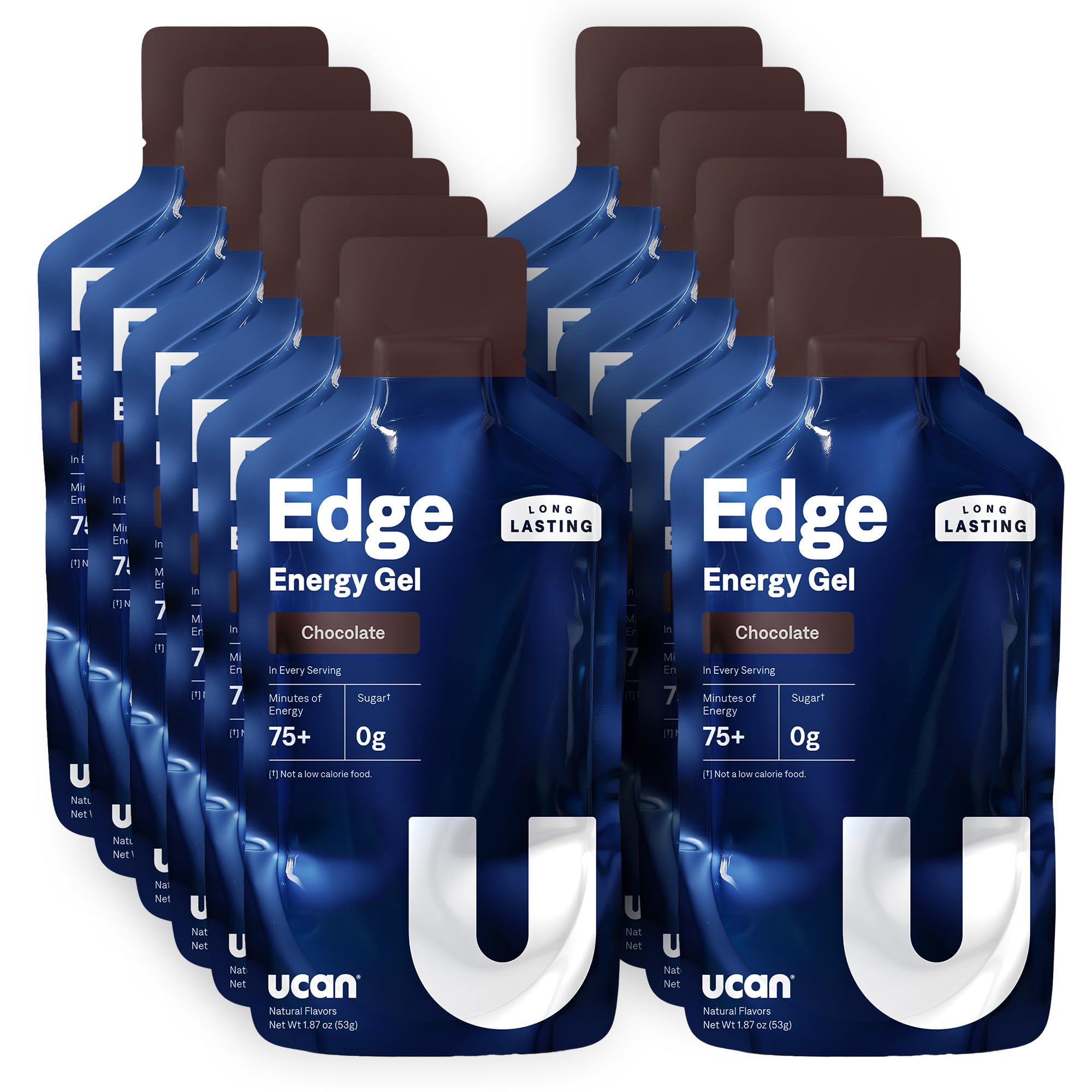 UCAN Edge Energy Gel Shots, Chocolate (12, 2 Ounce Packets) for Running, Training, Workouts, Fitness, Cycling, Crossfit | Sugar-Free, Vegan, & Keto