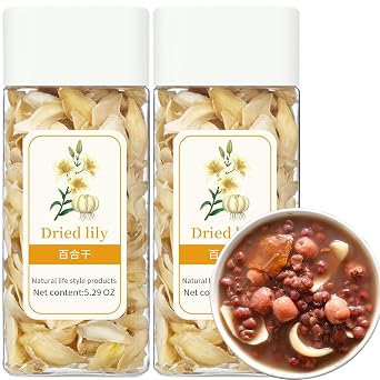 XIXICHA Naturally Dried Lily Bulbs Bai He, No Sulfur Treatment, Soft and Tender for Porridge or Soup, Premium Chinese Herb, Non-GMO Gluten Free Vegan, 10.6oz