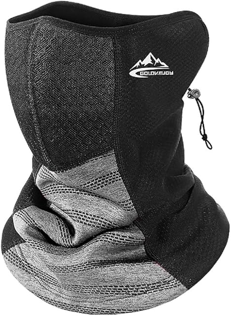 Neck Warmer Face Masks Washable With filter Winter Snoods for Men Women Cycling Motorcycle (Black + grey)