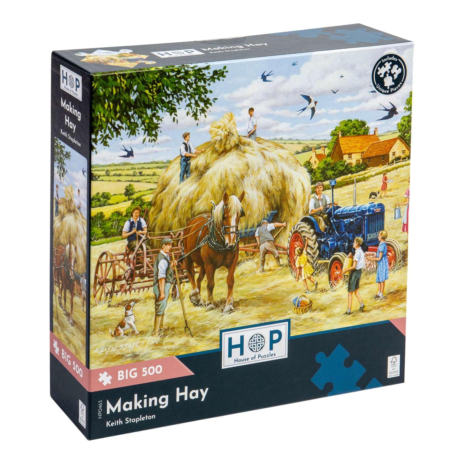 The House of Puzzles - Making Hay Jigsaw - Big 500 Piece Jigsaws For Adults, Extra Large Pieces, Artist Illustrated, Scenic Landscape, Deluxe Puzzle Gifts โ image 1