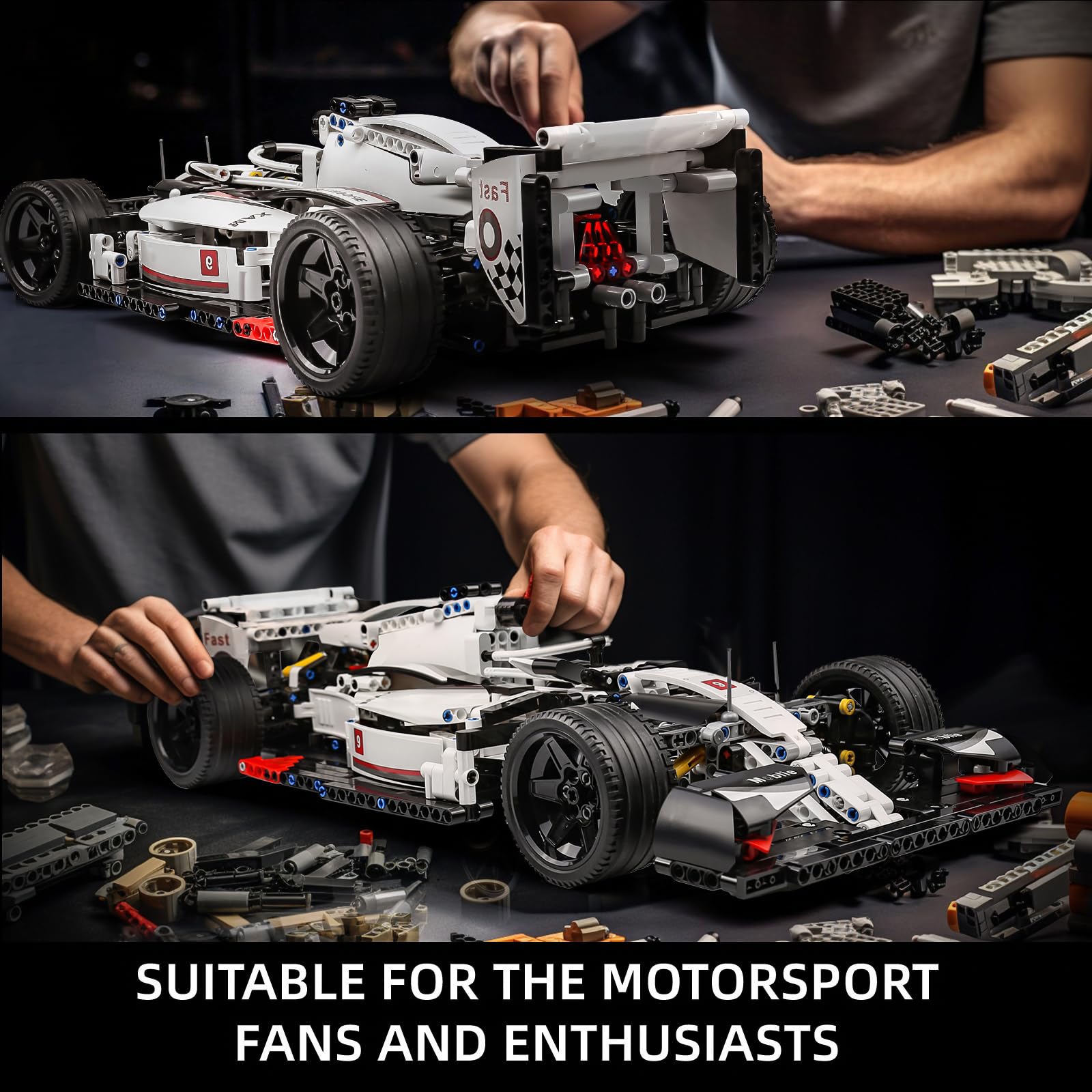 Mould King Technik Formula Rennauto Bausteine, 1235 Teile Statische Version Sportwagen Bauset, Rennwagen Bausatz als Geschenk/Spielzeug für Jungen & Mädchen ab 10 Jahren oder Erwachsene