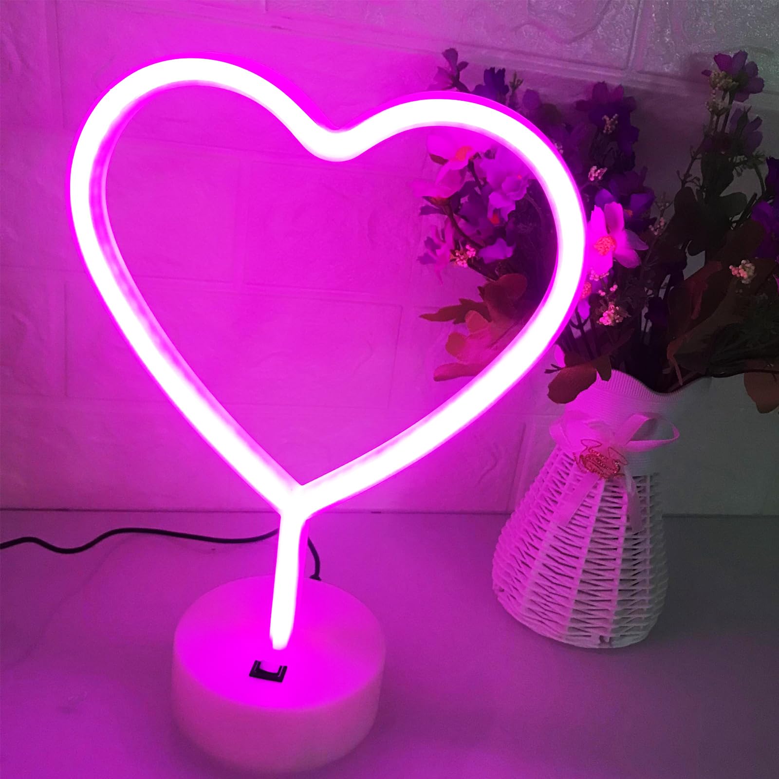 Pink LOVE Vertical LED Desk Lamp With Beautiful Decoration Bedroom Neon Light Switch Control Giving To Loved Ones Friends Children ,Living Room Atmosphere Light
