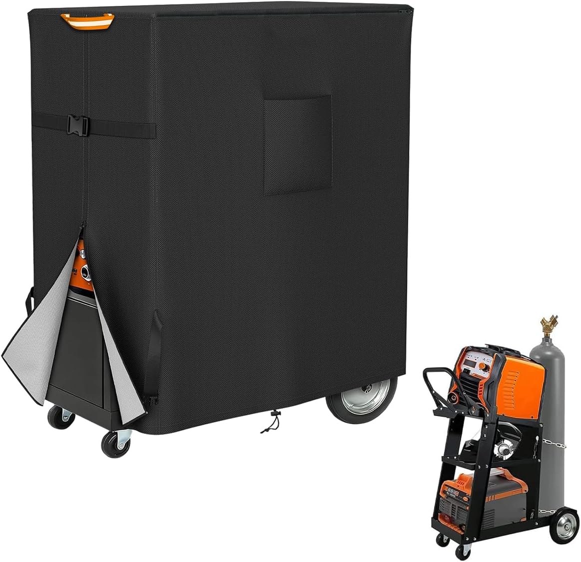 Welding Cart Cover, 600D Waterproof & Dustproof, Fits TIG MIG Welding Carts & Plasma Cutter Rolling Welding Cart, 39.4"L x 19.7"W x 39.4"H (Cover Only)
